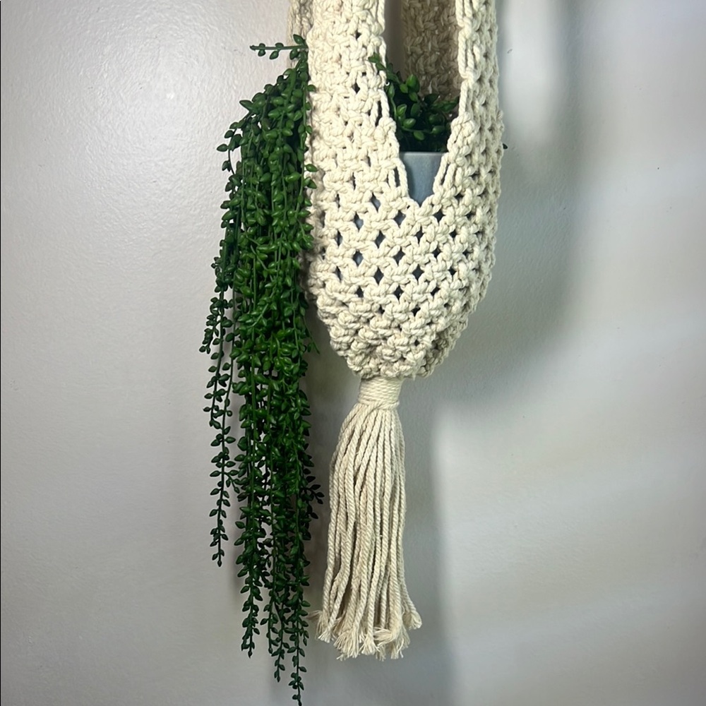 Cream Macrame Plant Hanger